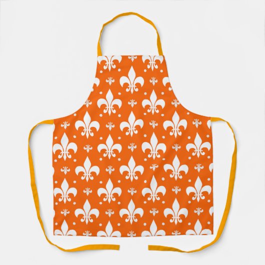 Tablier Arrière - plan orange Fleur-de-lis Motif Design (Recto)