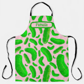 Tablier Arrière - plan rose des sachets verts (Recto)