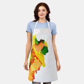 Tablier art Abstrait alcool encre jaune vert (Porté)