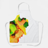 Tablier art Abstrait alcool encre jaune vert (Recto)