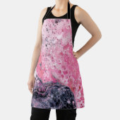 Tablier Art Abstrait Avec Paint Versé Acrylique| Noir rose (Insitu)