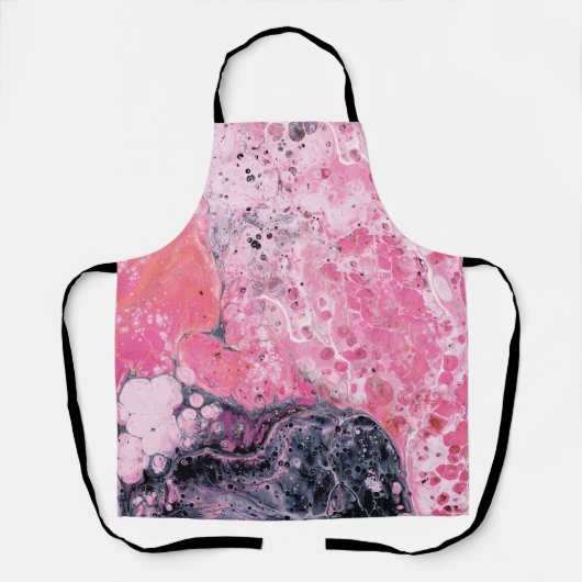 Tablier Art Abstrait Avec Paint Versé Acrylique| Noir rose (Recto)
