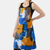 Tablier Art abstrait bleu, orange et gris (Insitu)