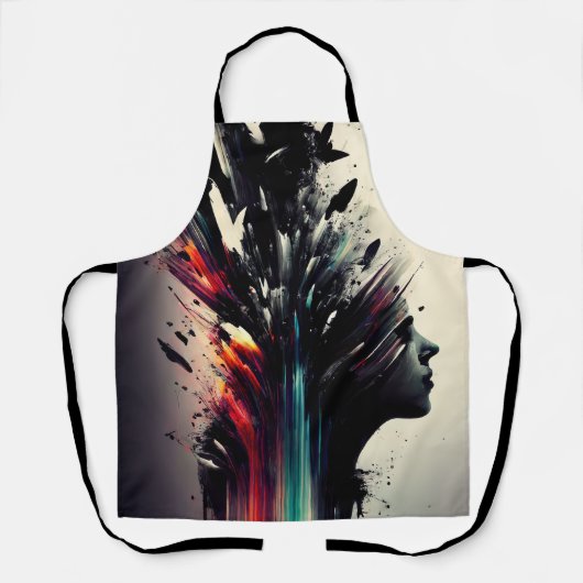 Tablier Art abstrait boho avec visage de fille (Recto)