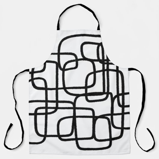 Tablier Art Abstrait Contemporain Noir Et Blanc (Recto)