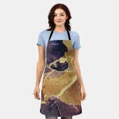 Tablier Art Abstrait Monogrammé Or Purple Personnalisé (Porté)