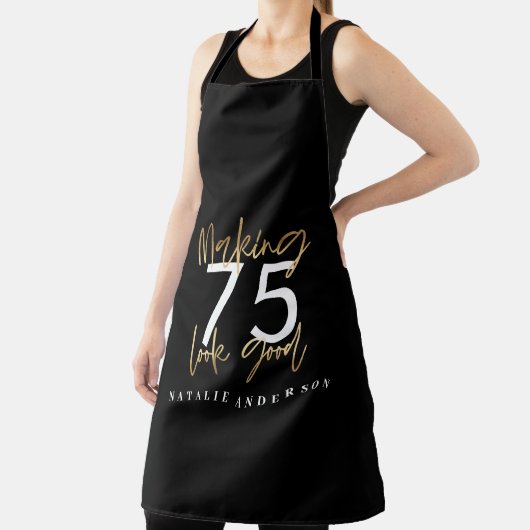 Tablier Art d'anniversaire moderne en or noir modifiable â (Insitu)