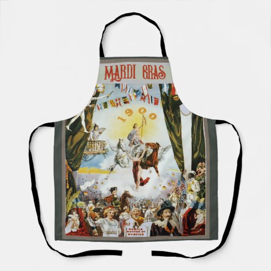 Tablier Art de l'affiche de carnaval Mardi Gras mobile vin (Recto)