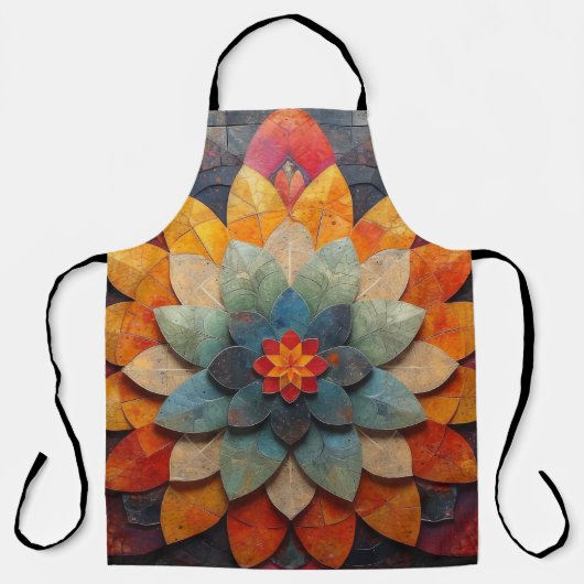 Tablier Art de mandala fleur texturée (Recto)