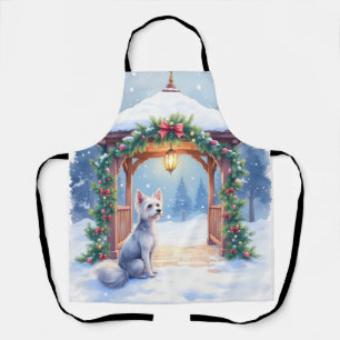 Tablier Art de Noël du gazebo enneigé du Chinese Crested