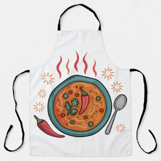 Tablier Art de nourriture au curry épicé chaud