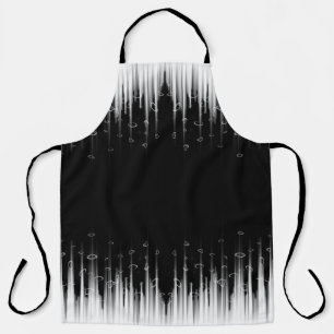 Tablier Art de rayures en cercle hypnotique noir et blanc