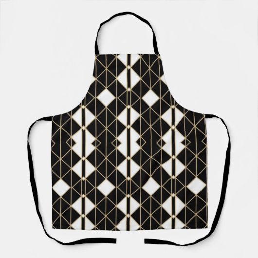 Tablier Art Deco Black and Gold Geometric luxury (Recto)