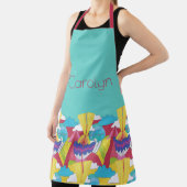 Tablier Art Déco inspiré, sur le turquoise, votre nom (Insitu)