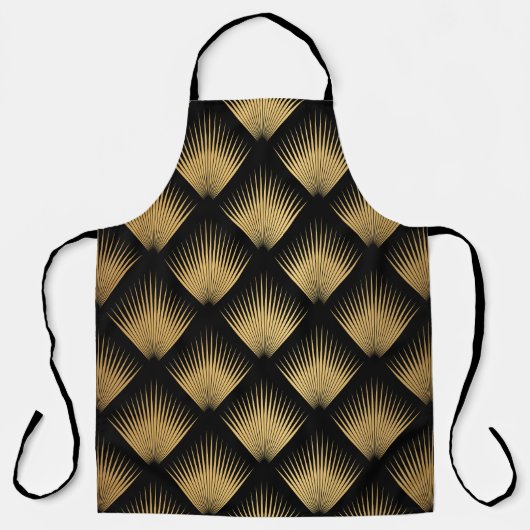 Tablier Art Déco, motif d'or noir. (Recto)