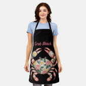 Tablier Art du crabe floral Design côtier personnalisé (Porté)