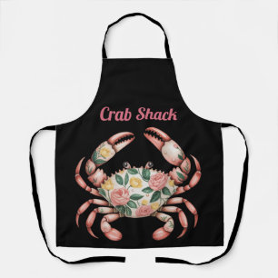 Tablier Art du crabe floral Design côtier personnalisé