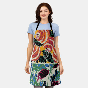 Tablier Art floral abstrait magenta et orange vibrant