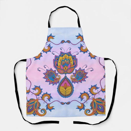 Tablier Art Floral bleu et violet, Mehndi Blue Bliss (Recto)