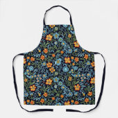 Tablier Art floral complexe : Fleurs bleues et orange (Recto)