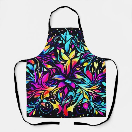 Tablier Art floral néon en explosion (Recto)