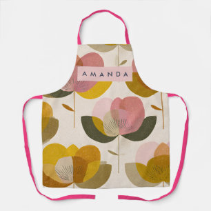 Tablier Art floral personnalisé de style milieu du siècle