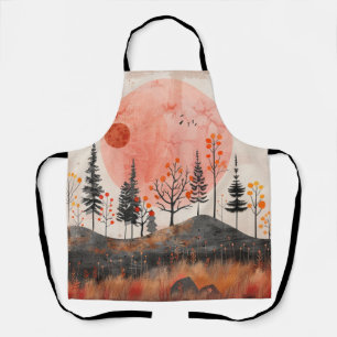 Tablier Art folklorique de forêt automnale en cuivre et lu