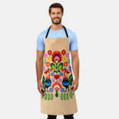 Tablier Art folklorique polonais - motif de broderie flora (Porté)