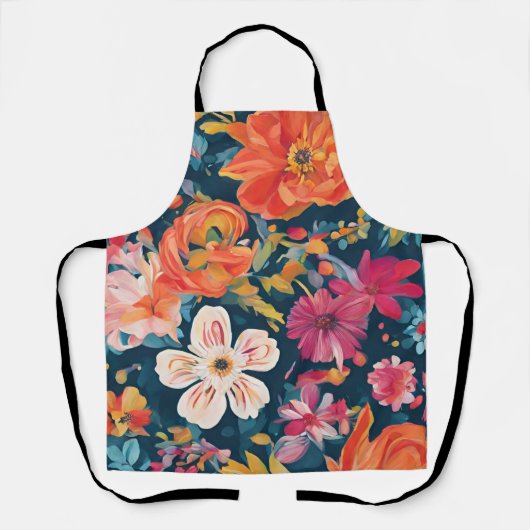 Tablier Art graphique floral vibrant (Recto)