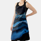 Tablier Art liquide. Or métallique liquide en bleu abstrai (Insitu)