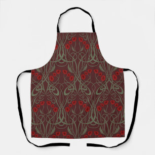 Tablier Art Nouveau Géométrique Pavots et Tiges Sinuieuses
