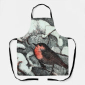 Tablier Art nouveau néerlandais Robin Bird en hiver (Recto)