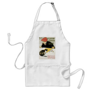 Tablier Art Nouveau vintage, artiste peignant avec son cha