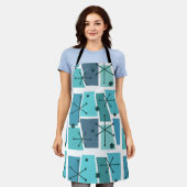 Tablier Art pop de l'âge atomique Turquoise (Porté)