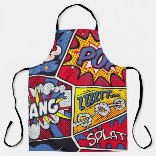 Tablier Art pop rétro, motif de la bande dessinée.