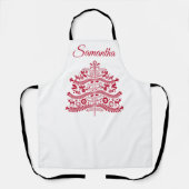 Tablier Art populaire scandinave rouge Arbre de Noël nordi (Recto)