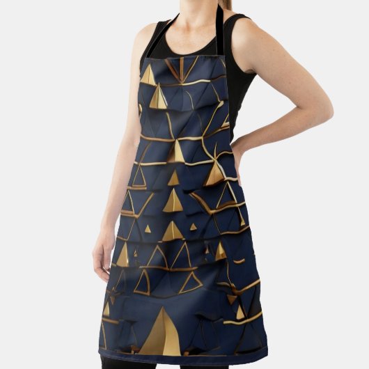 Tablier Art pyramidal bleu foncé et or (Insitu)