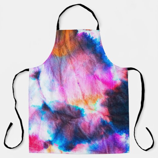 Tablier Art sale. Rouge clair, lilas, rose, jaune. (Recto)