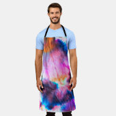 Tablier Art sale. Rouge clair, lilas, rose, jaune. (Porté)