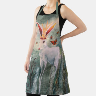 Tablier Art Surréel de la reine du lapin sur tout le terr