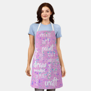 Tablier Art Words Pink Paint Splatter Apron