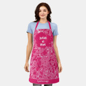 Tablier Artiste au travail Abstrait Pink Paint Splatters S (Porté)