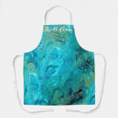 Tablier Artiste émeraude frais design marbre sur mesure (Recto)
