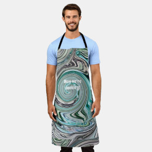 Tablier Artistic Digital Swirl Aqua et Dusty Rose Design