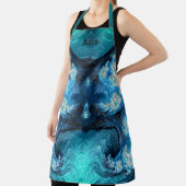 Tablier ASIE ~ ABSTRAIT FRACTAL Bleu Aqua Blanc ~ (Insitu)