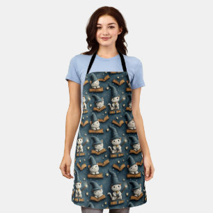 Tablier Assistant adorable Motif de chat avec livres et ét