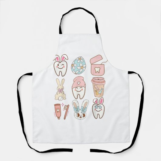 Tablier Assistant Dentaire de Pâques Dentiste Tooth Bunny (Recto)
