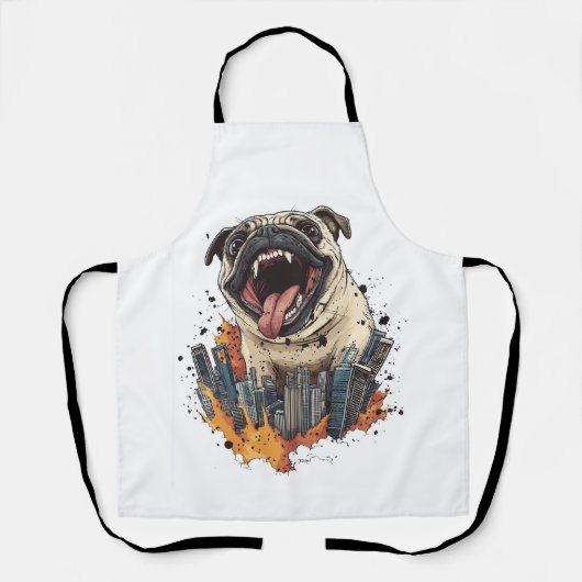 Tablier Attaques de Pugzilla - Drôle de chien monstre (Recto)