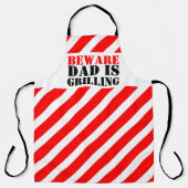 Tablier ATTENTION Papa grille des bandes de prudence rouge (Recto)