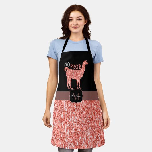Tablier Aucun Prob Llama rose corail parties scintillant É (Porté)